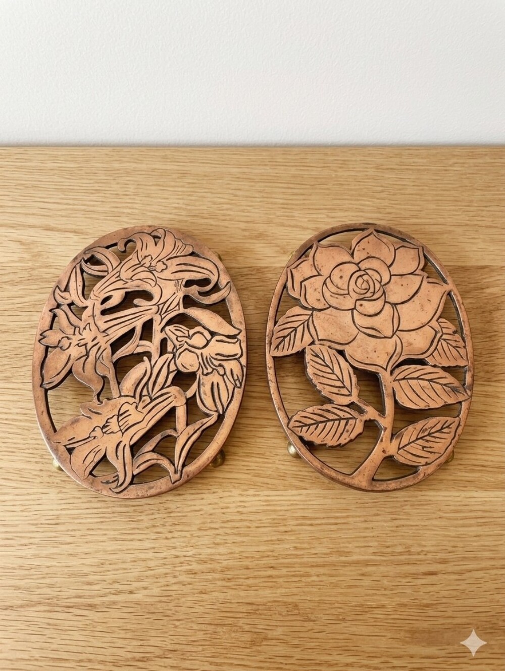 Vintage Old Dutch Design Floral Trivets (1985, Made in Taiwan)